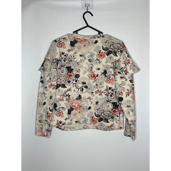 Rebecca‎ Taylor Long Sleeve Lua Ruffle Floral Pullover 100% Cotton Cream Small - Picture 8 of 9